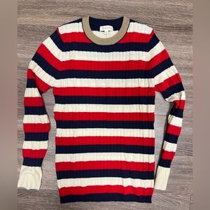 NWOT Promesa M/L striped red blue and cream ribbed long sleeve sweater.